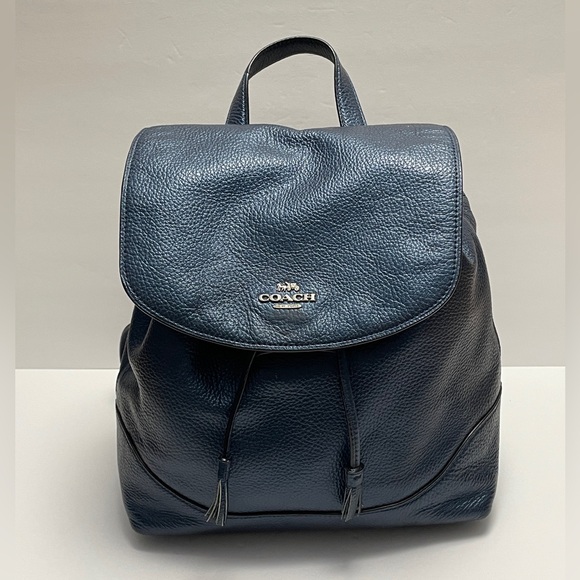 Coach Elle Backpack Metallic Midnight Blue - Picture 2 of 9